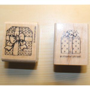 Vintage Rubber Stamps: LOT of 2 Gift Boxes by Stampin' Up! from years 1991 1995